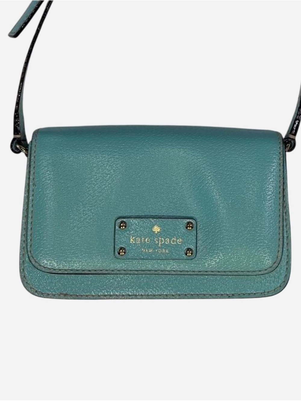 kate spade Teal Leather Crossbody Bag with Gold Plaque